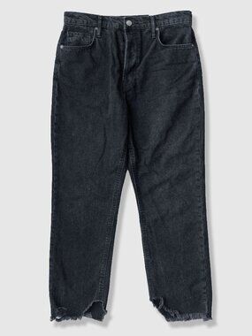 We the Free Baggy High Rise Jeans Black Emo Grunge Boyfriend Fit Fray Hem Denim